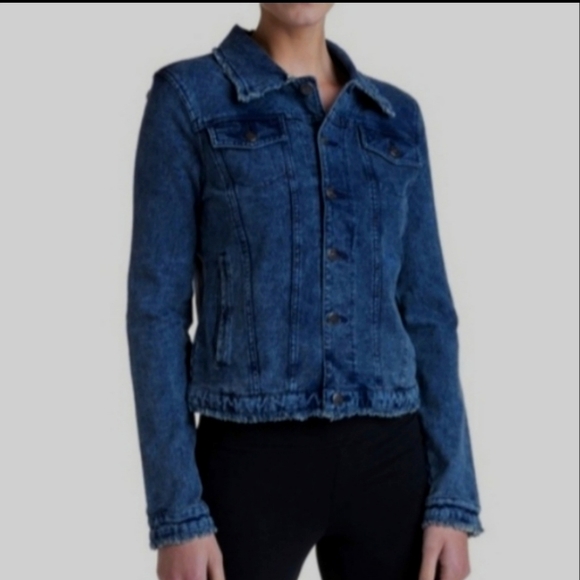 Andrew Marc New York Performance Frayed Knit Jacket  Blue - Picture 2 of 16